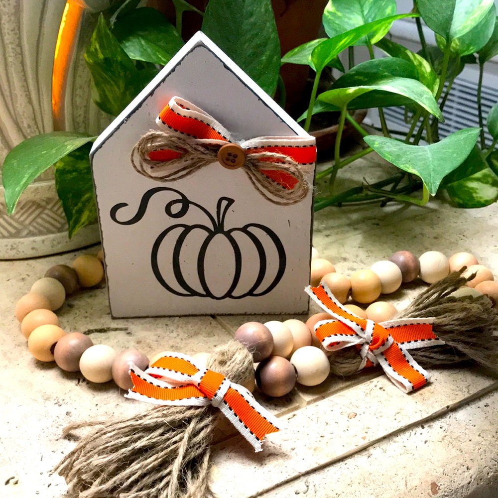 Handcrafted Farmhouse Wood Bead Garland & Fall or Halloween Décor